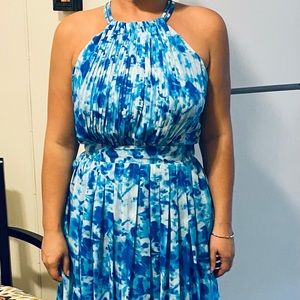 Calvin Klein Pleated Chiffon Summer Maxi Dress